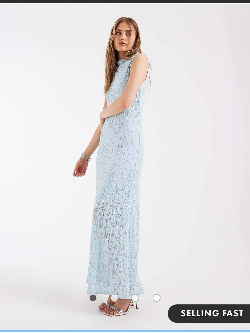 floral lace high neck sleeveless maxi dress